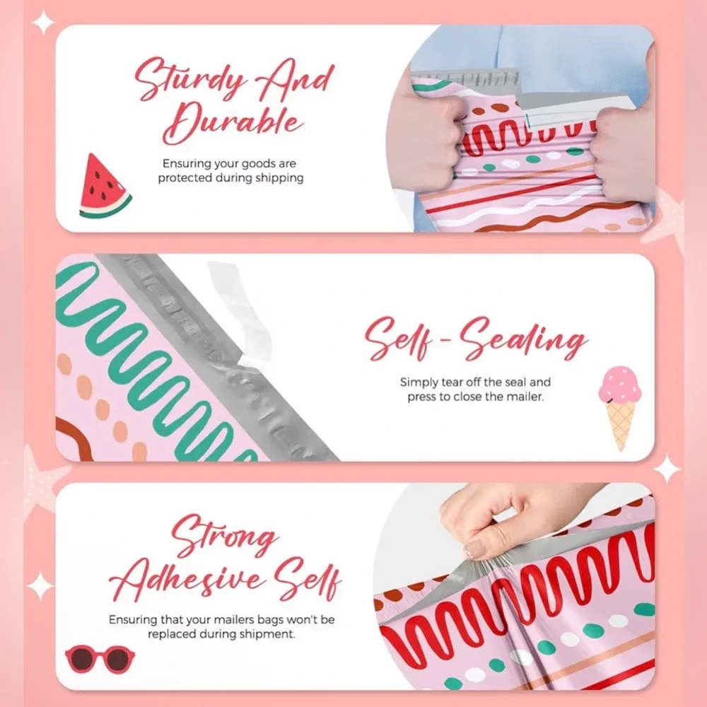 PINK (15) Squiggles Polymailers